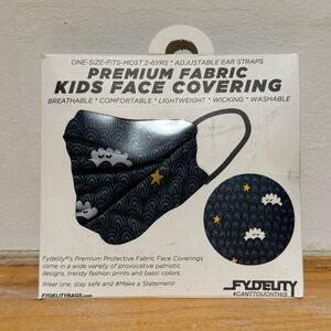 FYDELITY-Face Mask|KIDS|Breathable Adjustable Reusable Blk w/Clouds NWT